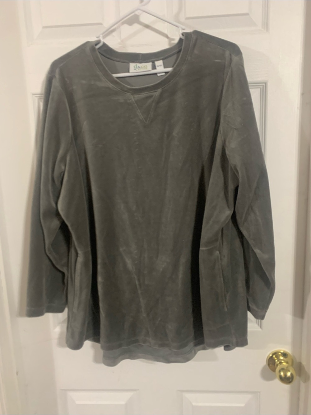 Denim&Co Olive Green Long-Sleeve Pullover Top